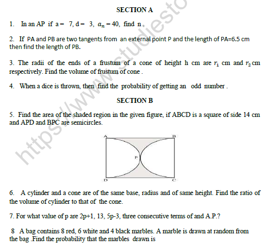 CBSE Class 10 Mathematics Sample Paper Solved 2021 Set B1