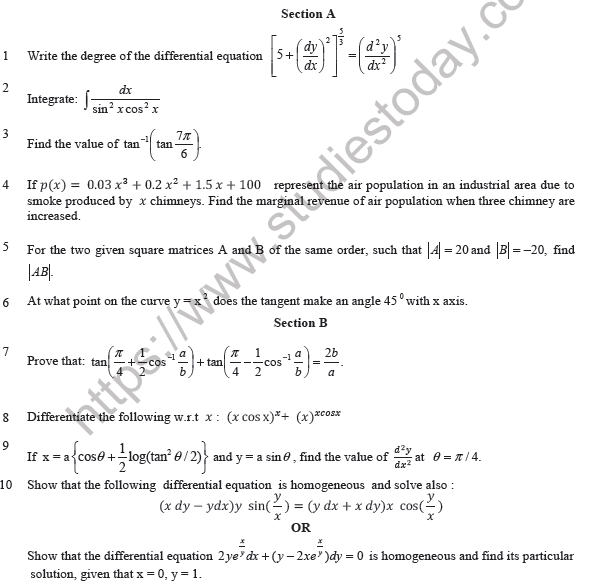 CBSE Class 12 Mathematics Sample Paper 2022 Solved (1)