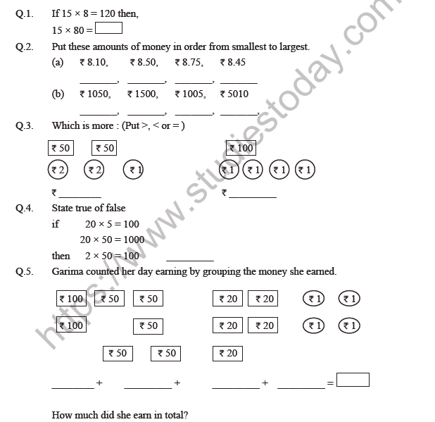 Class 4 Maths The Junk Seller Worksheet
