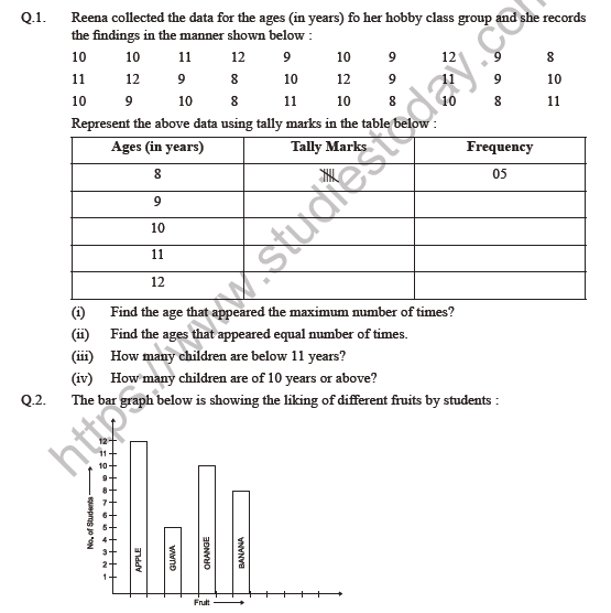 class 6 maths data handling worksheet