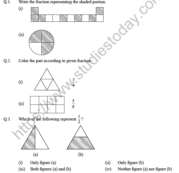 Class 6 Maths Fractions Worksheet