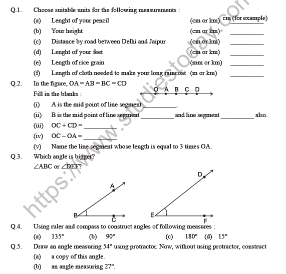Class 6 Maths Practical Geometry Worksheet