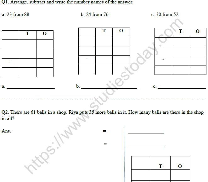 class 2 mathematics printable worksheet set g
