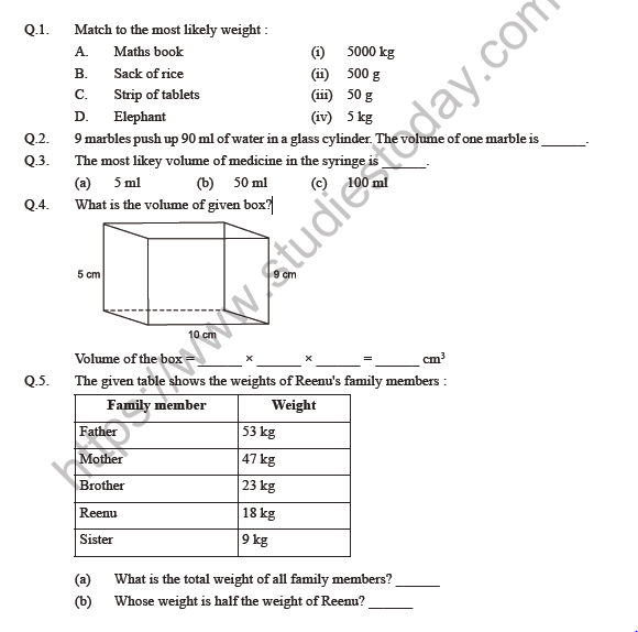 Class-5-Maths-How-Big-How-heavy-Worksheet