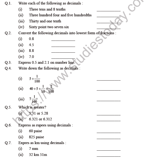 Class-6-Maths-Decimals-Worksheet