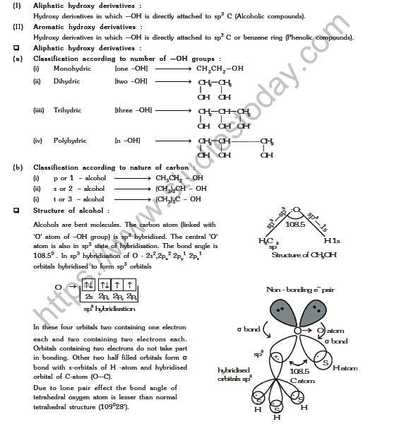 JEE Mains Chemistry Alcohol Phenol and Ether Notes
