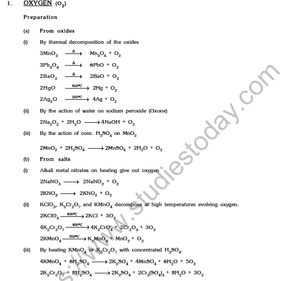 JEE Mains Chemistry Oxygen Family