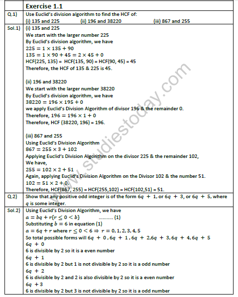 NCERT Solutions Class 10 Mathematics Chapter 1 Real Numbers