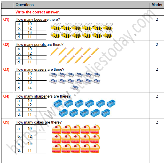 CBSE Class 1 Maths Number from Ten to Twenty Worksheet Set C