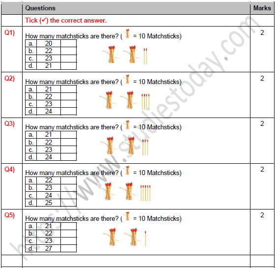 CBSE Class 1 Maths Number from Twenty-one to fifty Worksheet Set A