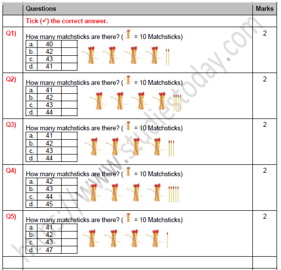 CBSE Class 1 Maths Number from Twenty-one to fifty Worksheet Set C