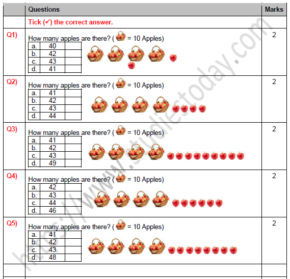 CBSE Class 1 Maths Numbers Worksheet Set A