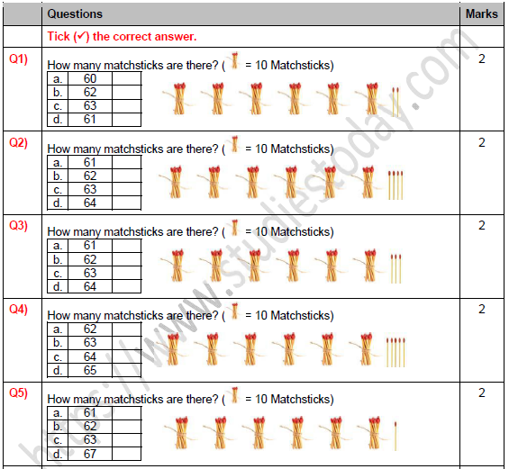 CBSE Class 1 Maths Numbers Worksheet Set C