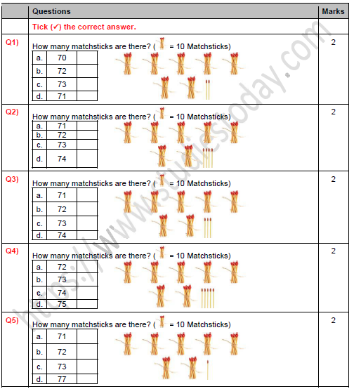CBSE Class 1 Maths Numbers Worksheet Set E