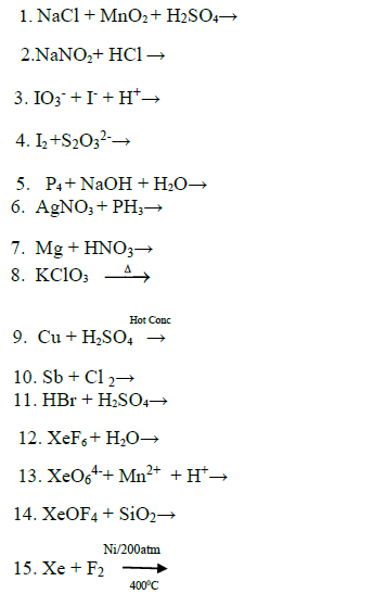 CBSE Class 12 Chemistry P block 2 elements IImportant Reaction