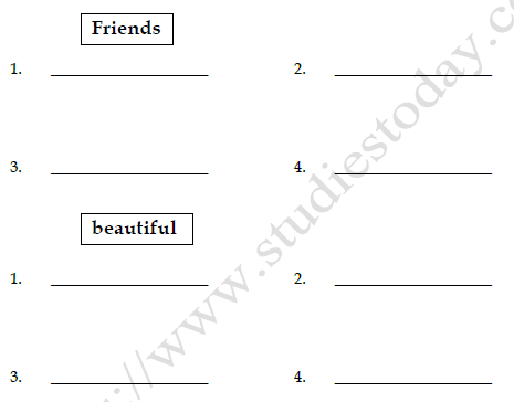 CBSE Class 3 English Practice Worksheet Vocabulary Sister Set A