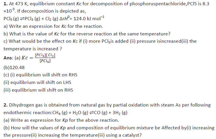 Class 11 Chemistry Equilibrium Exam Questions-11