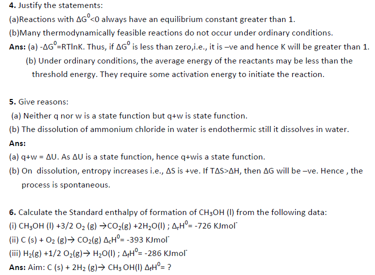 Class 11 Chemistry Thermodynamics Exam Questions-4