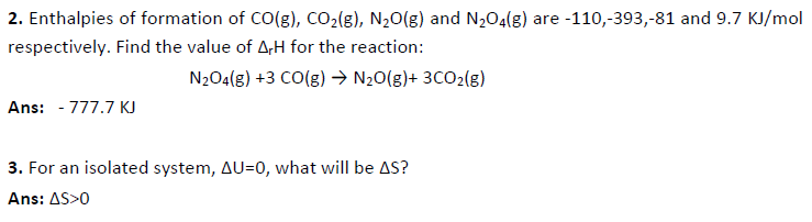 Class 11 Chemistry Thermodynamics Exam Questions