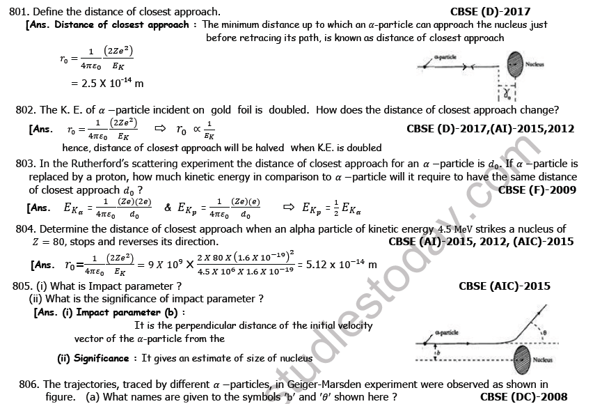 Class 12 Physics Atoms and Nuclie Boards Questions-1