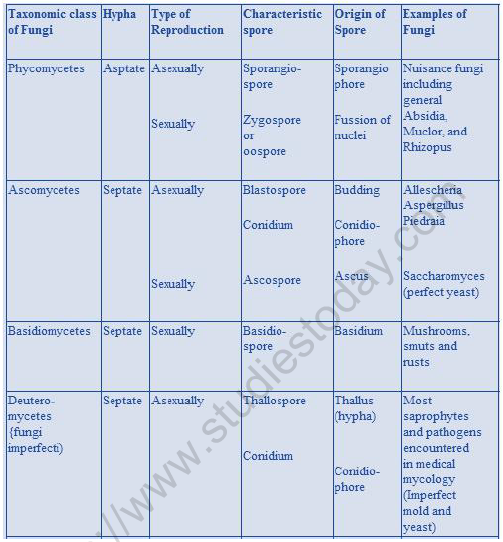 NEET Chemistry Biological Classification Revision Notes Table