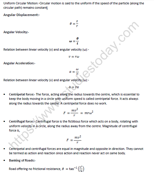 NEET Physics Circular Motion Revision Note