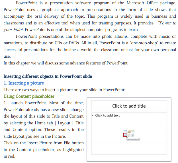 CBSE Class 6 Advance features MS PowerPoint