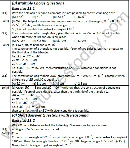 NCERT Class 9 Mathematics Chapter 11 Construction Exemplar Solutions