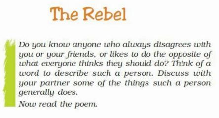 NCERT Solutions Class 7 English Chapter 2 The Rebel Poem