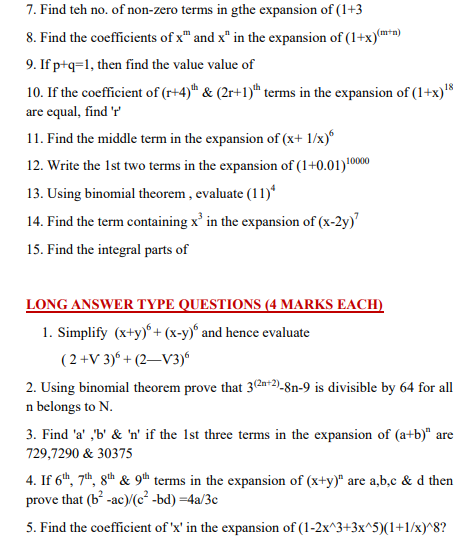 Class_11_Maths_Binomial_Theorem_Formulaes_and_Questions