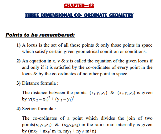 Cbse Class 11 Mathematics Coordinate Geometry Formulas And